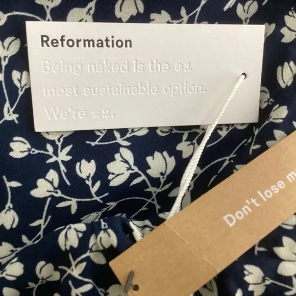 Reformation NEW Prima Midi Dress Navy Floral NWT Sz 8 - Picture 9 of 10